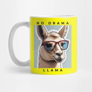 No Drama Llama Funky Alpaca Sunglasses Yellow Black Mug